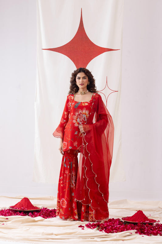 Ishq- Red Garara suit set