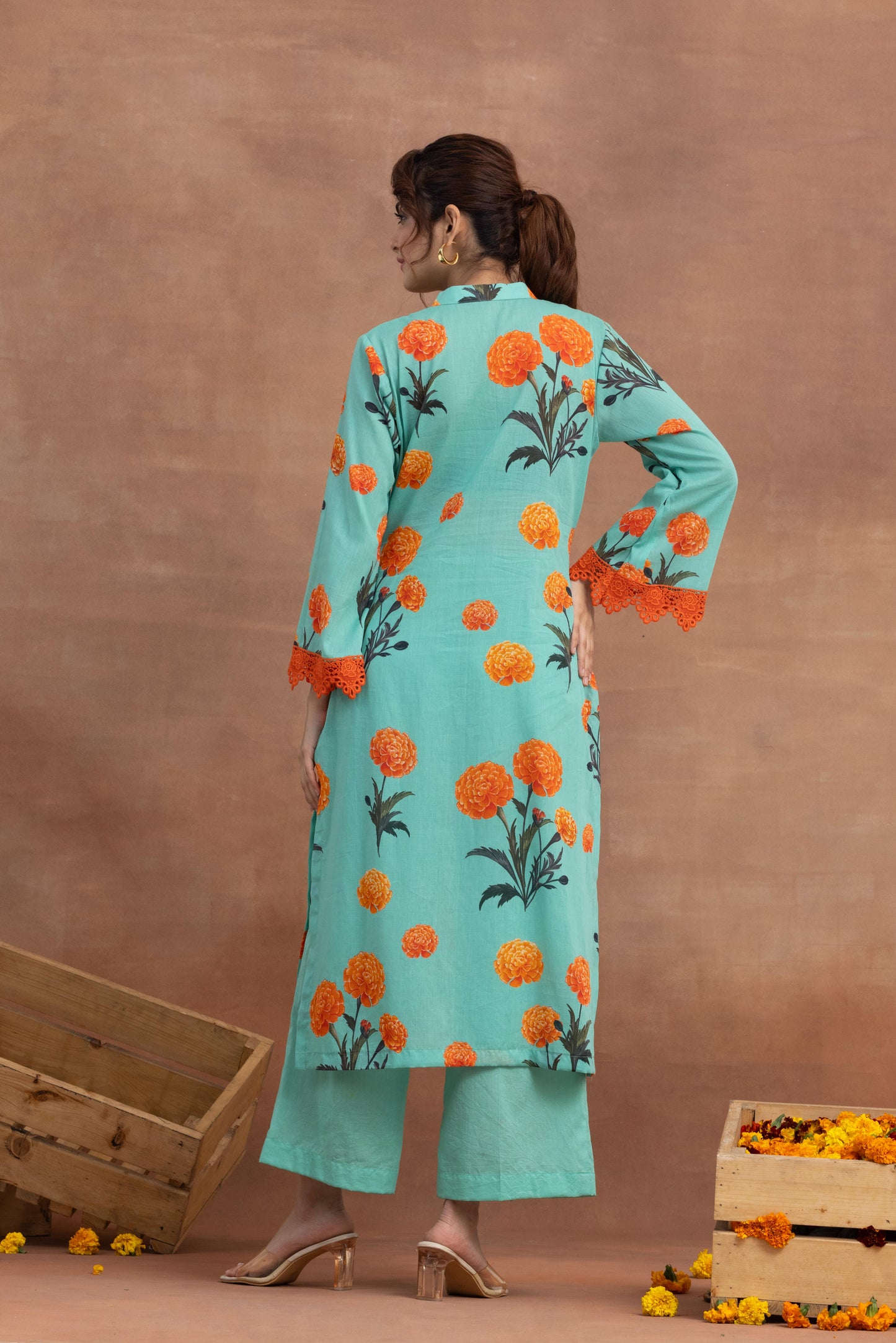 Tapasya- Turquoise Printed Kurta Set