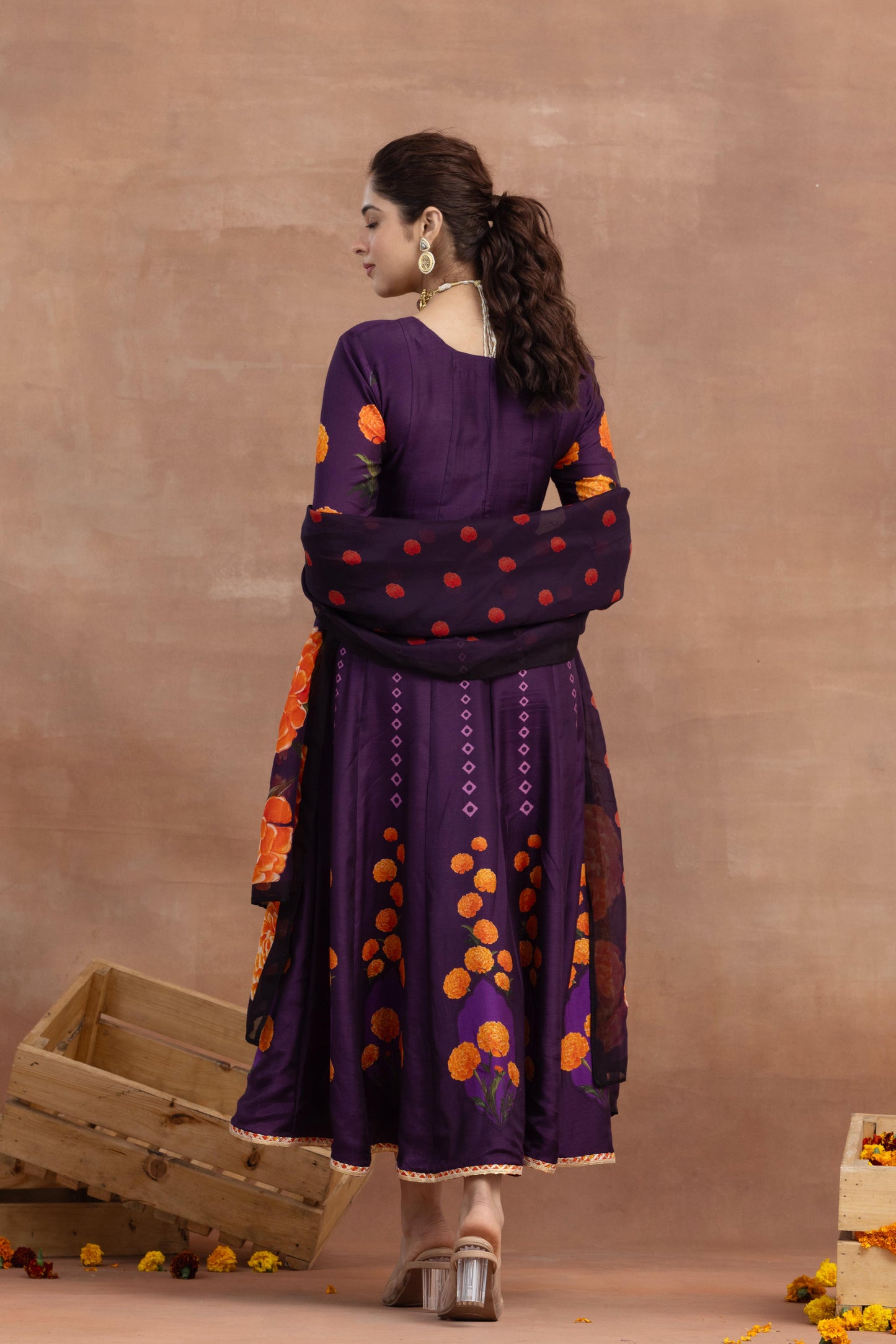 Saanvi-Purple Printed Anarkali Set