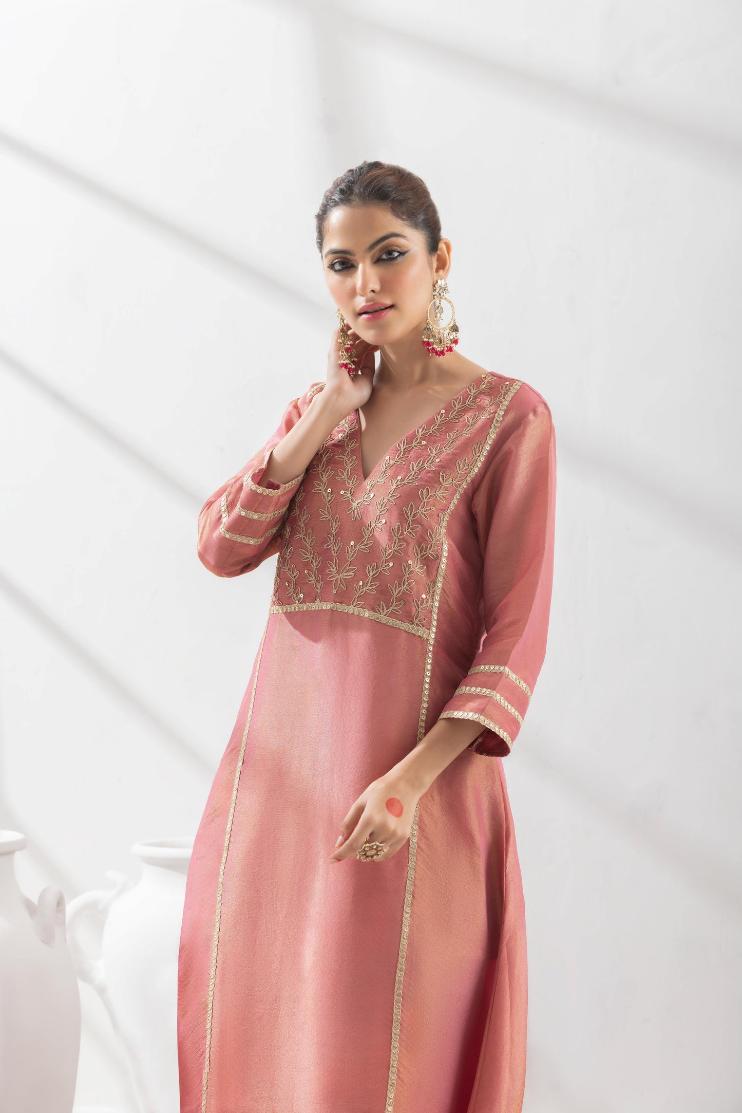 أدريكا - طقم بدلة كاليدار الوردي