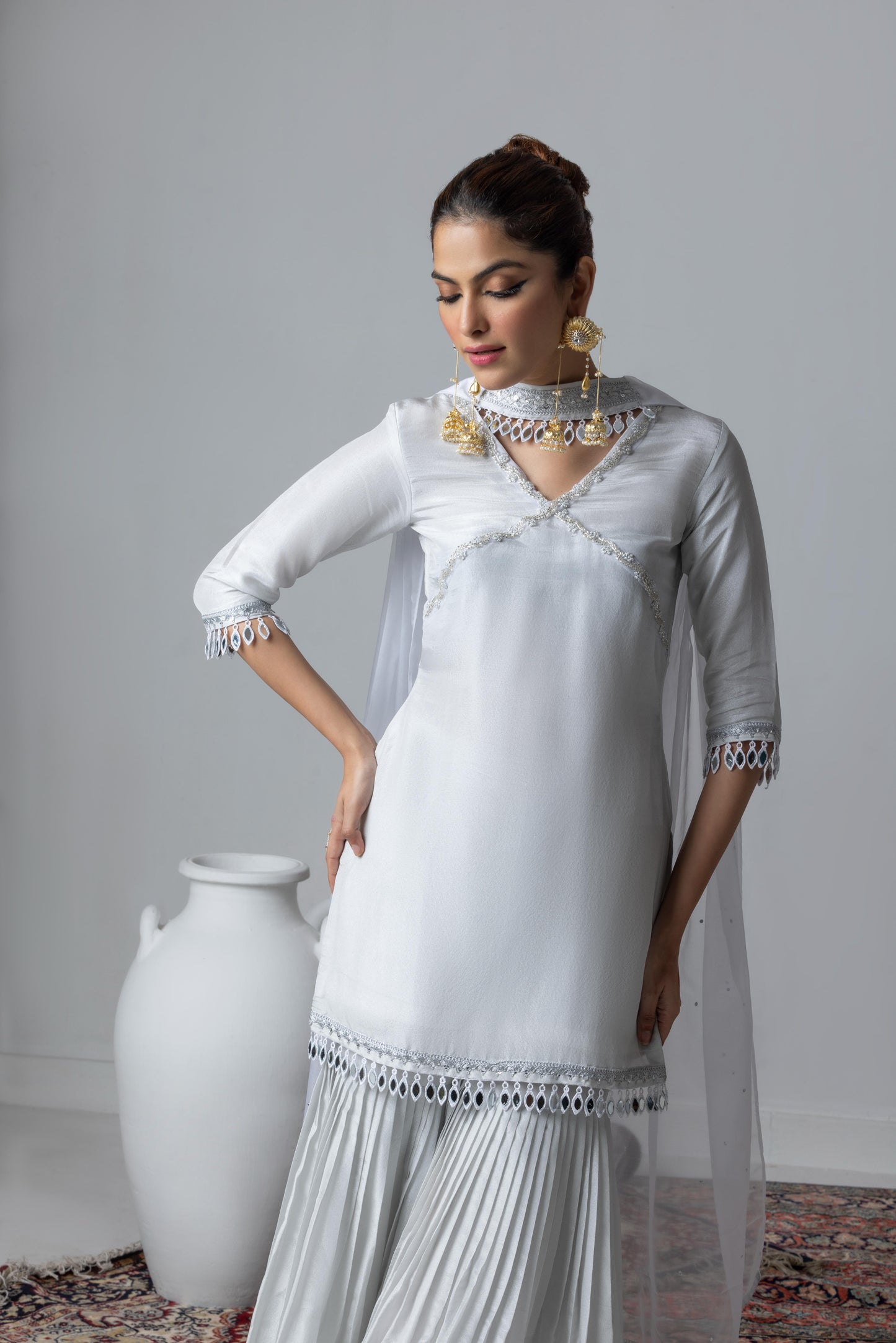 Chandni- Silver Garara Suit Set