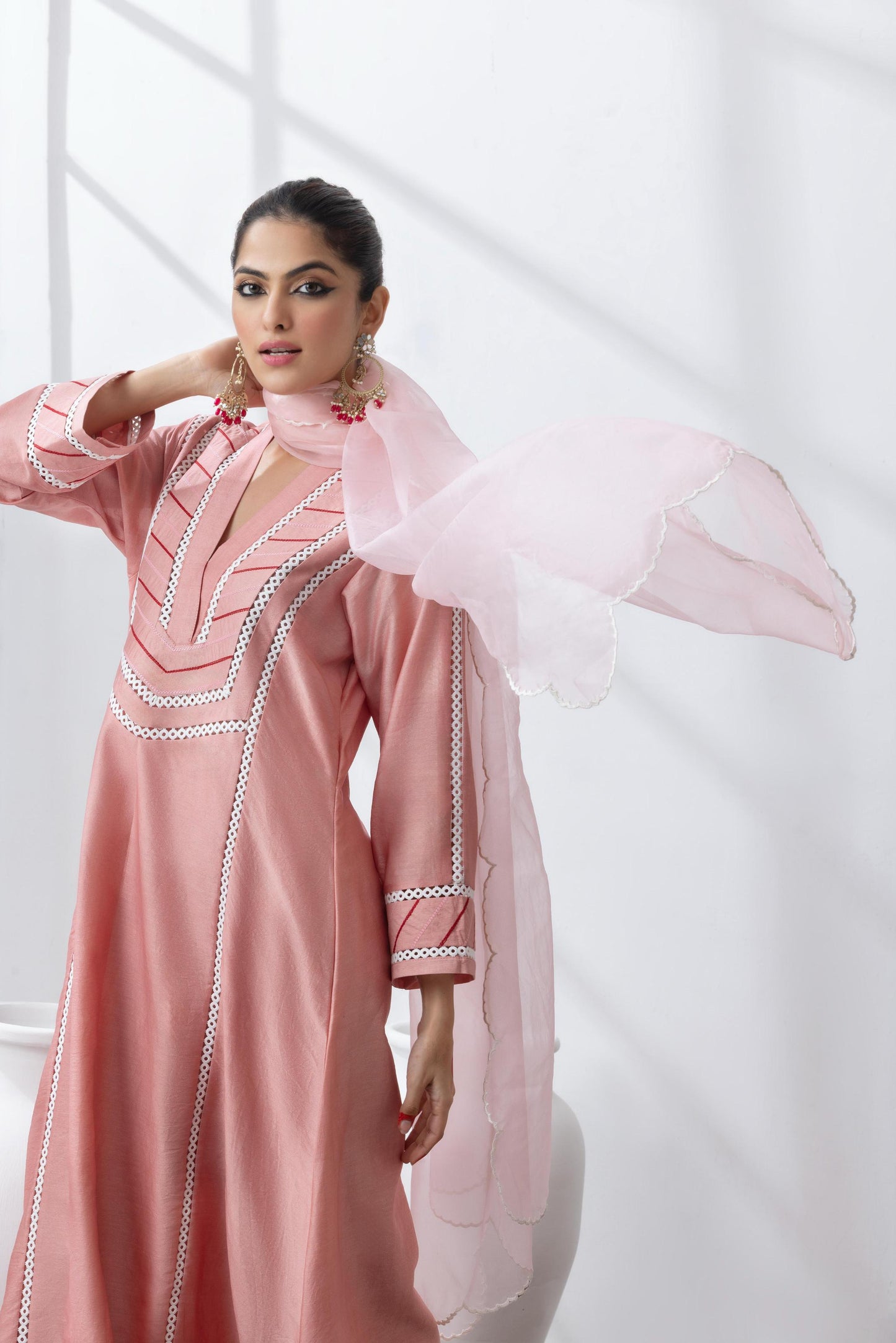 Rinaya- Kalidar Chanderi Pink Suit set