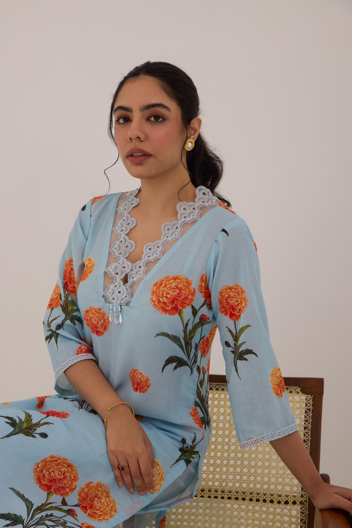 Varsha-Blue Cotton suit set