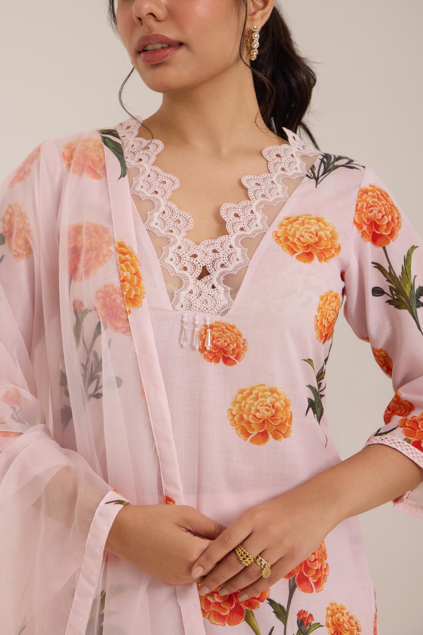 Tiya-Pink Cotton suit set