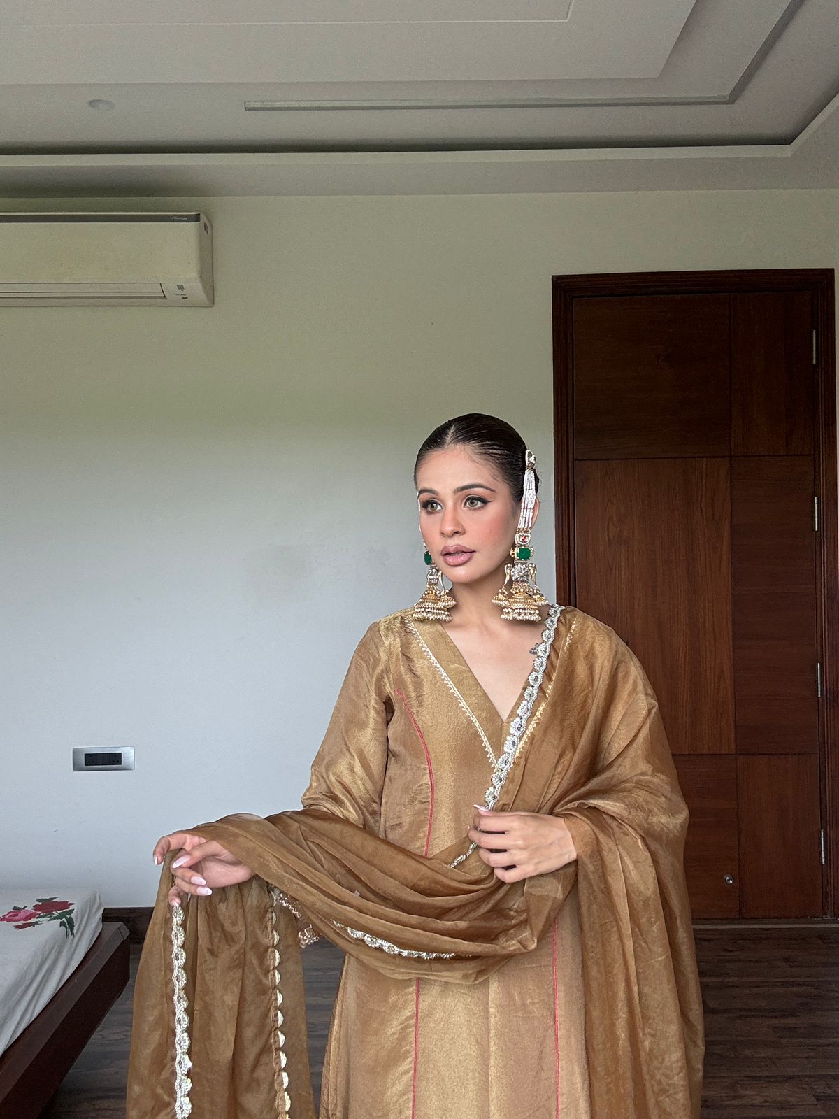 Vanshika Gaba in Prakriti- Peanut Brown Kalidar Suit Set