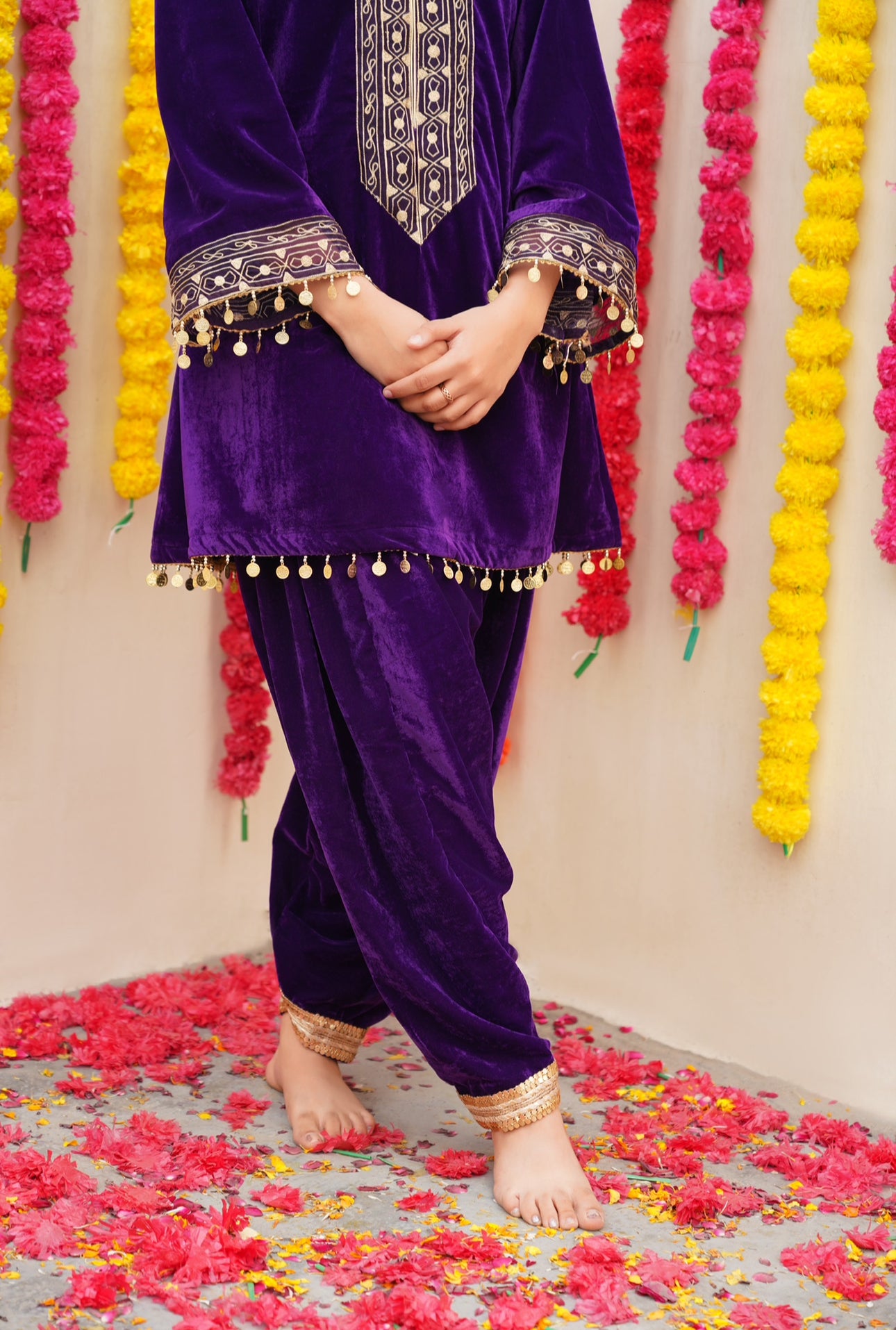 ZOYA-ENSEMBLE COORDONNÉ EN VELOURS VIOLET