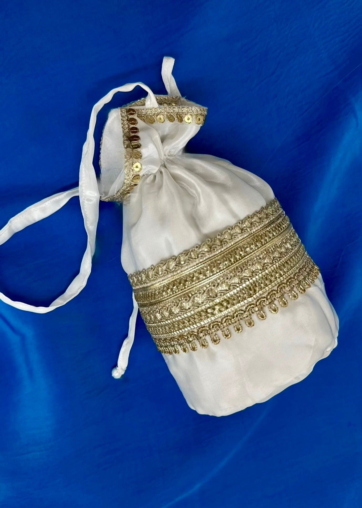 White Crepe Potli Bags