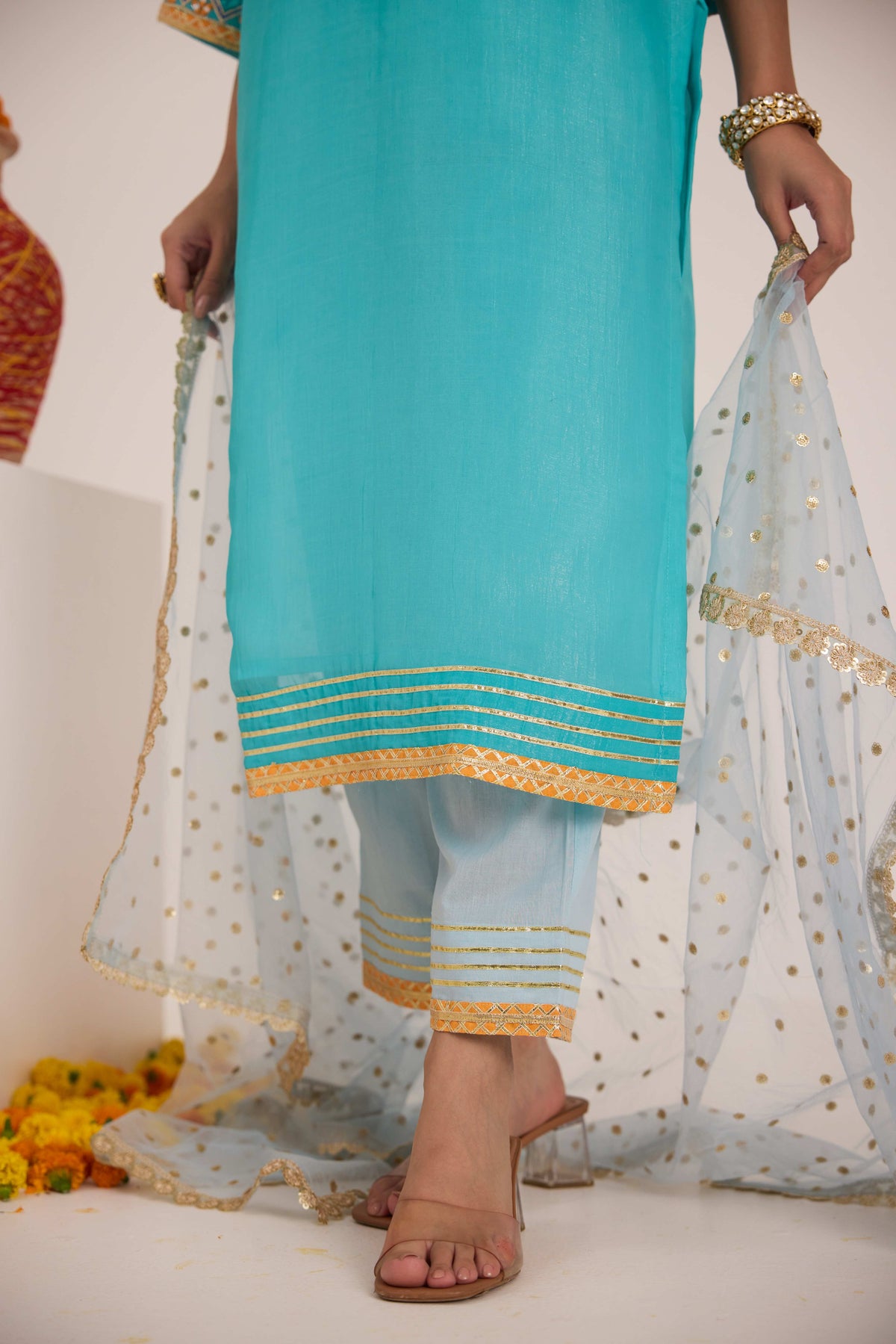 Radha Emb Crushed Silk Suit set