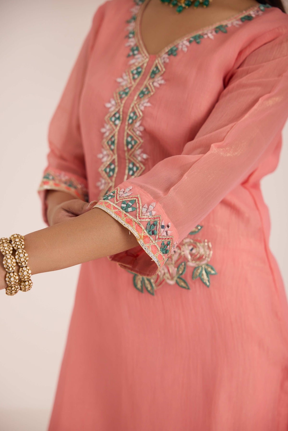 Shakti Emb Crushed Silk Suit set