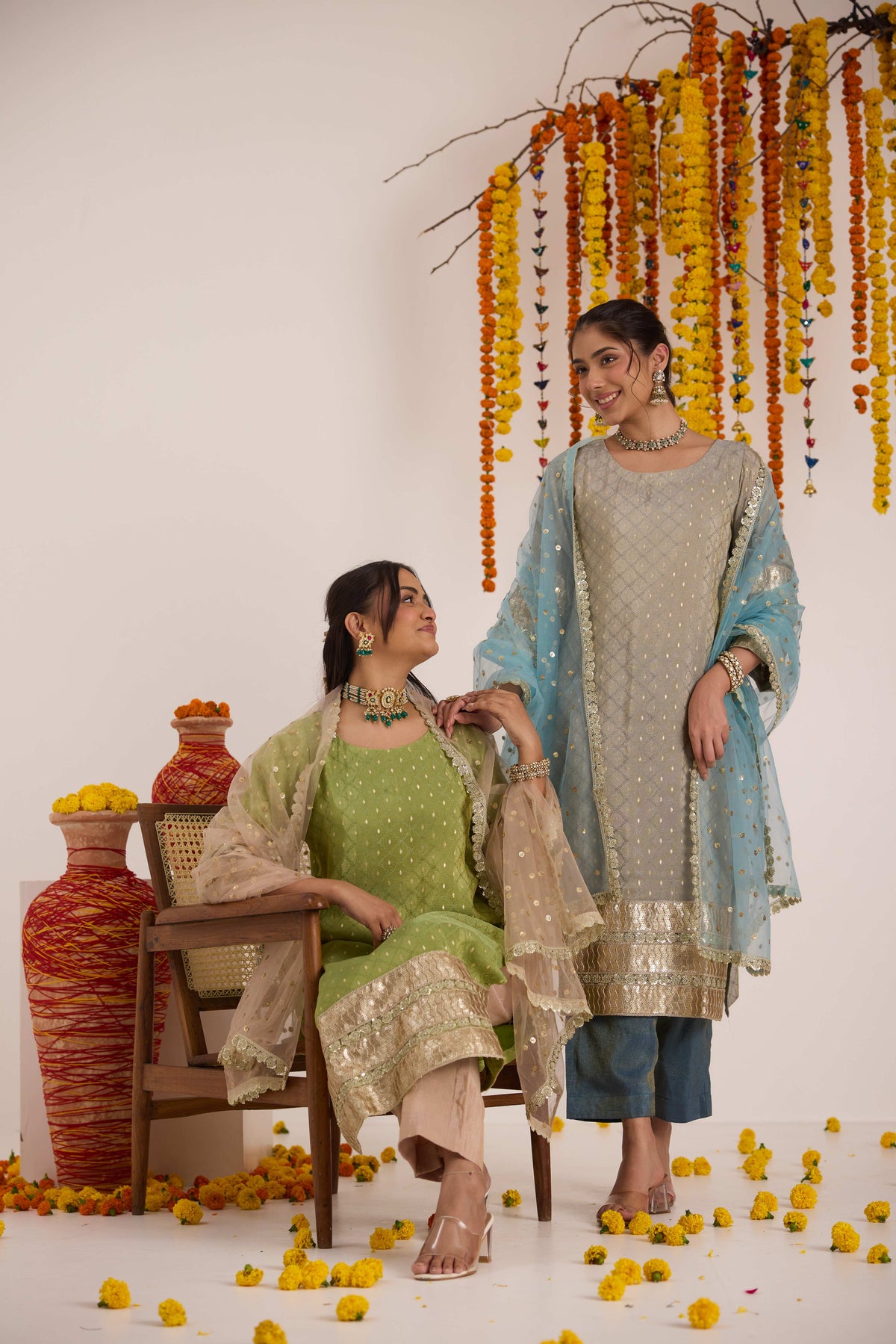 Neh Emb Banarsi Tissue Suit set