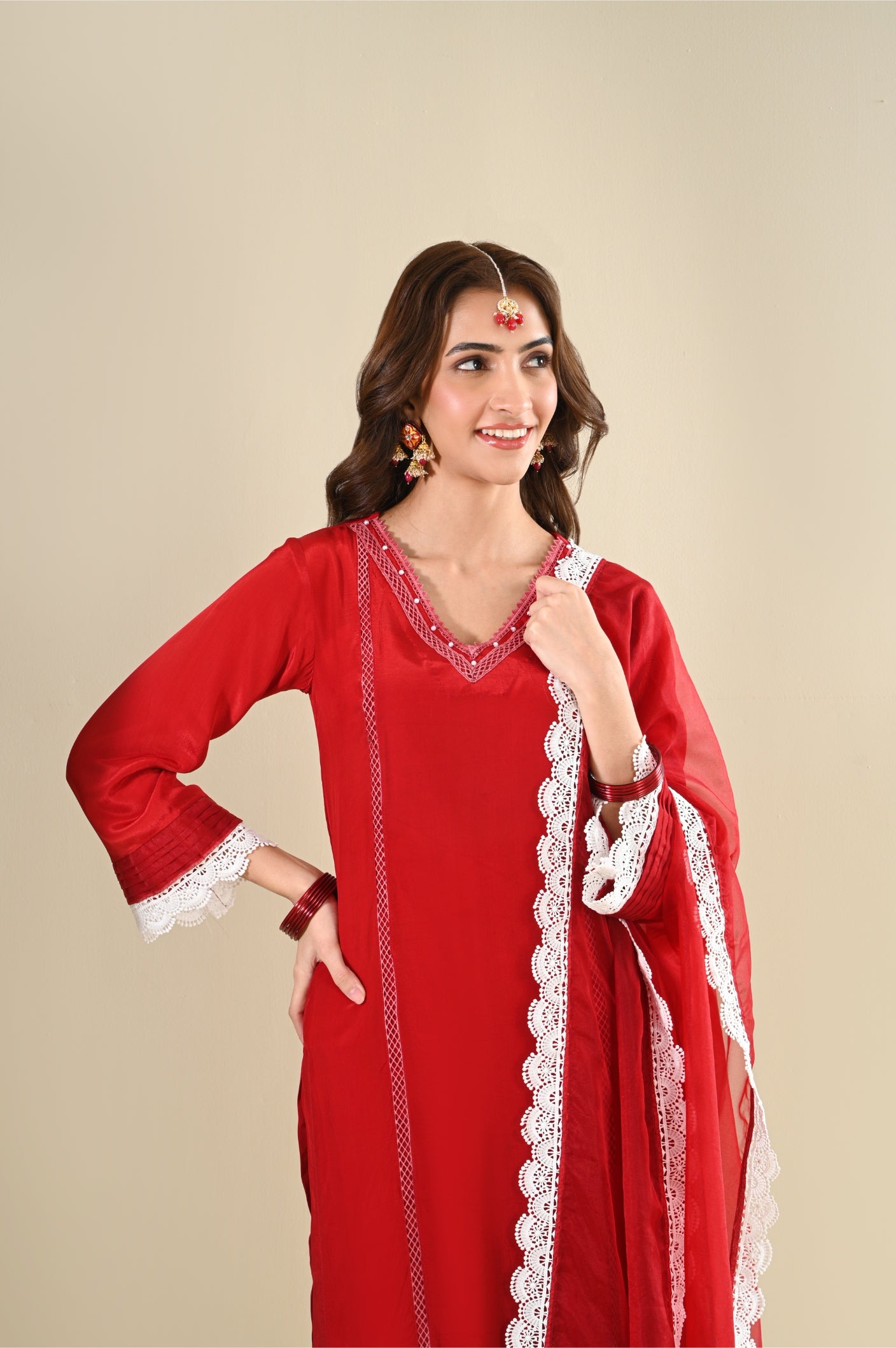 Deepa (the.review.addict) in Kaanji- Deep Red Suit Set