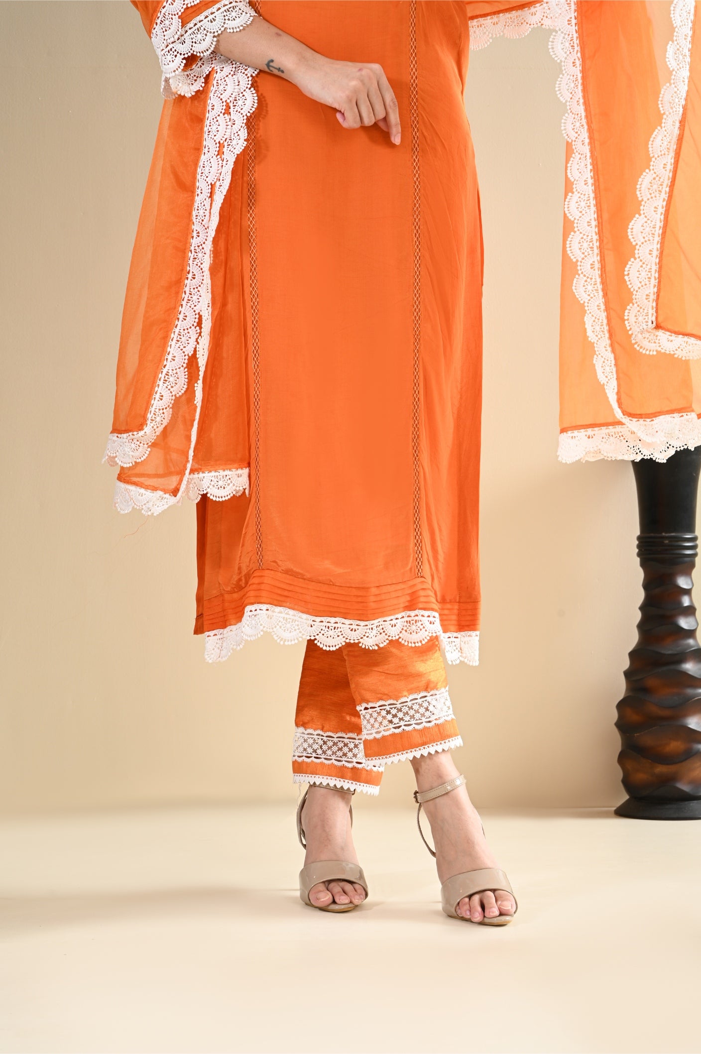 Leena Bhushan in Naarangi - Orange Suit Set