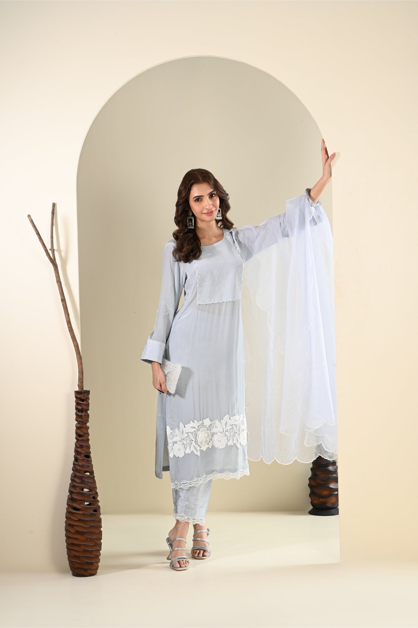 Anjeer - Grey Suit Set