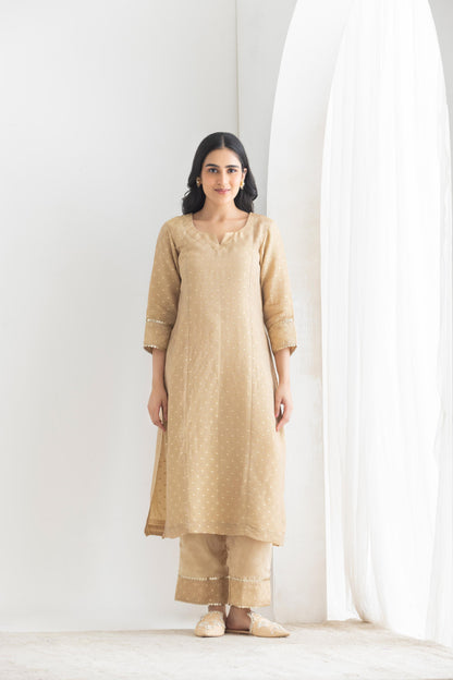 Dastaan- Beige Banarsi Tissue Suit Set