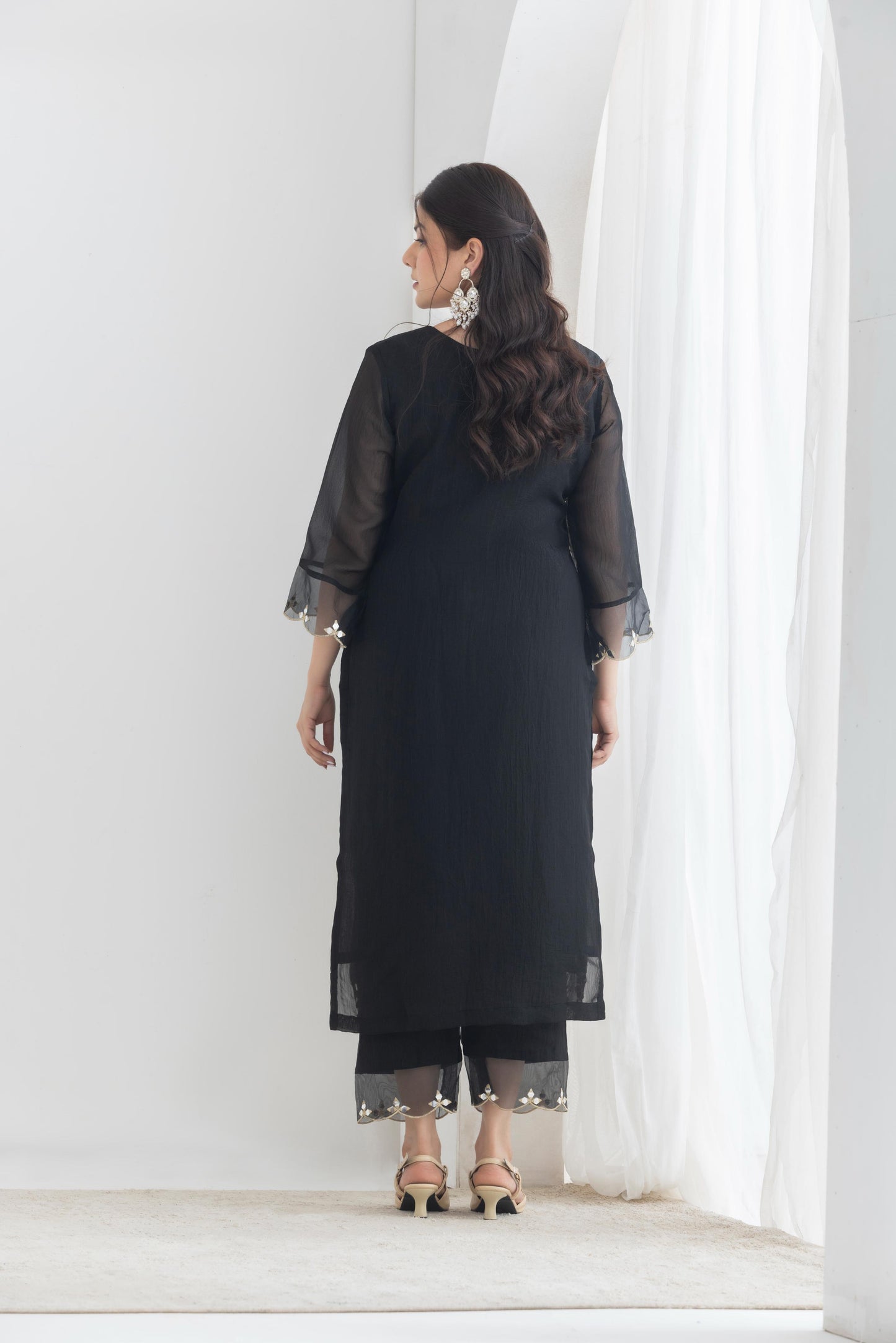 Raina- Black Mirror Emb Suit Set