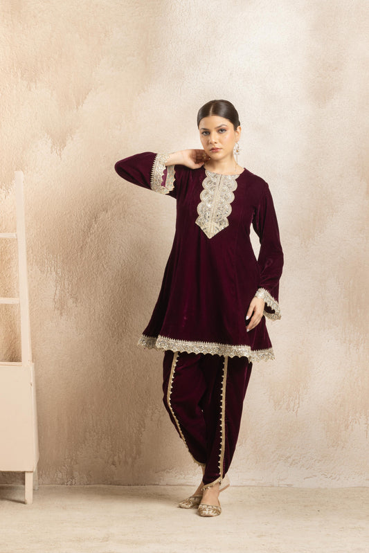 Ragini - Peplum Velvet Coord Set