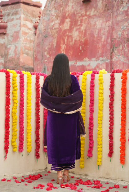 Ankita Singh in Devina -Purple Velvet Suit Set