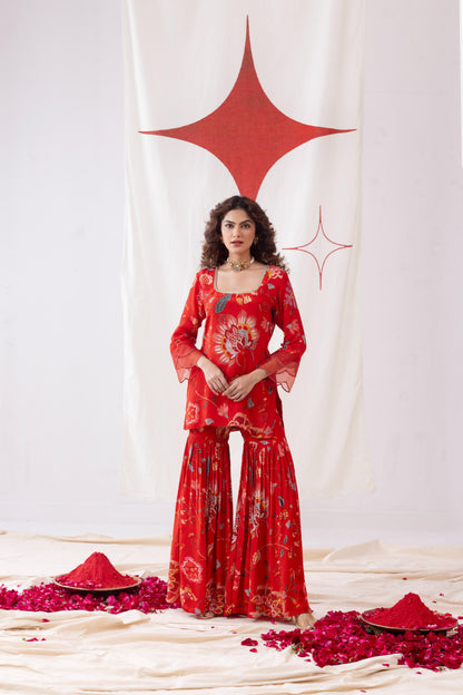 Ishq- Red Garara suit set