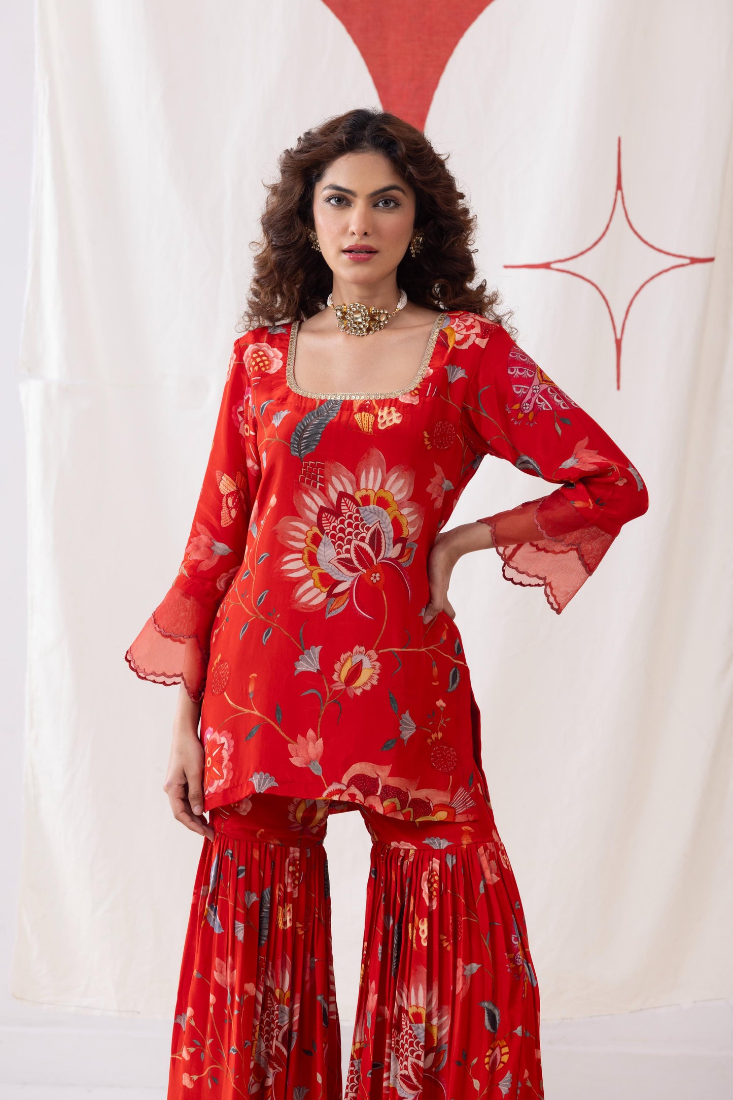 Ishq- Red Sharara suit set