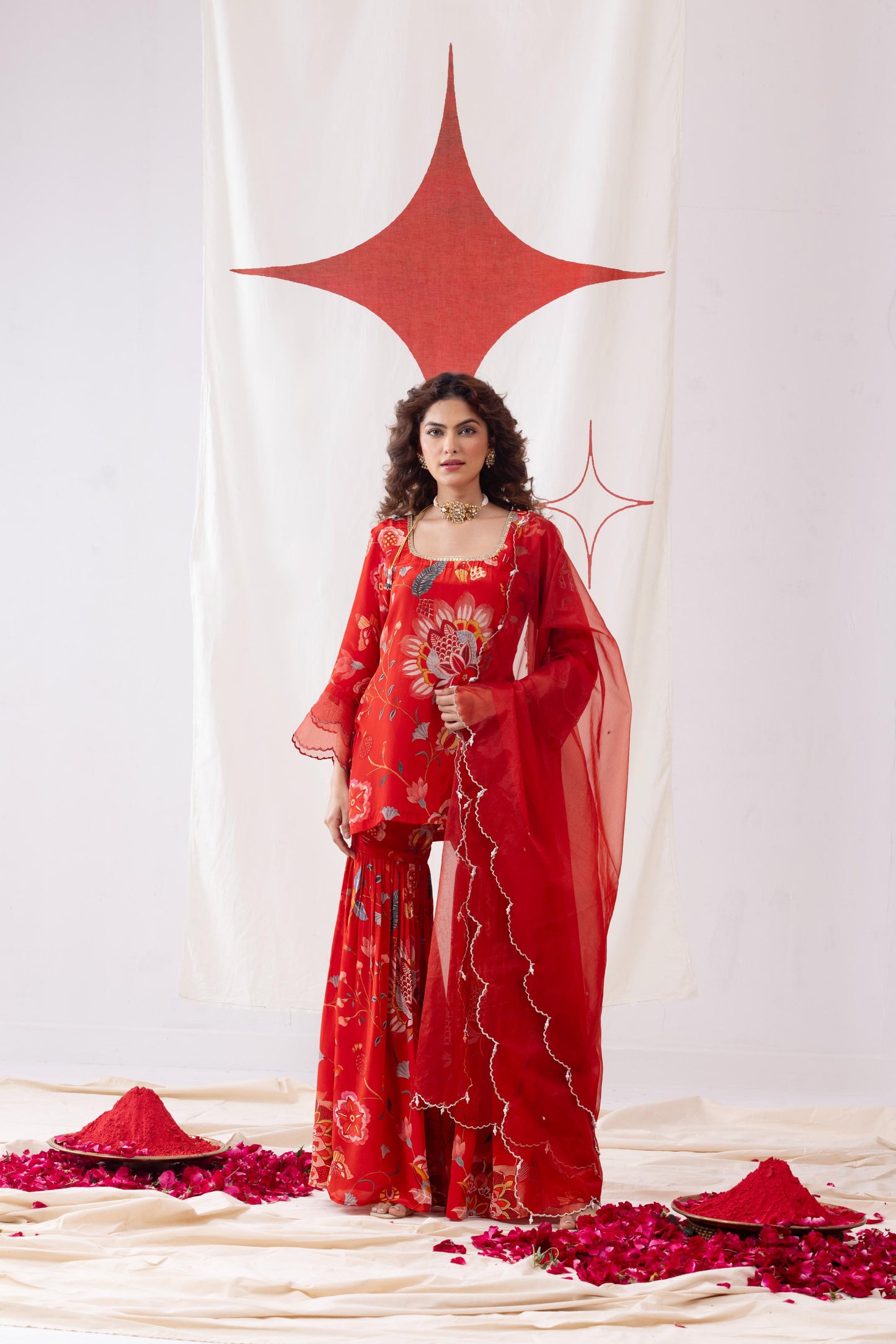 Ishq- Red Sharara suit set