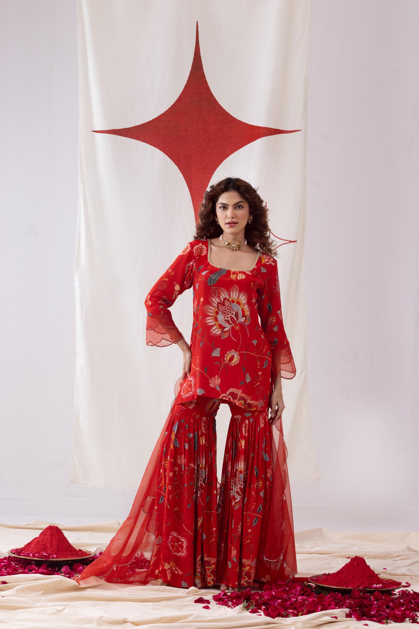Ishq- Red Sharara suit set