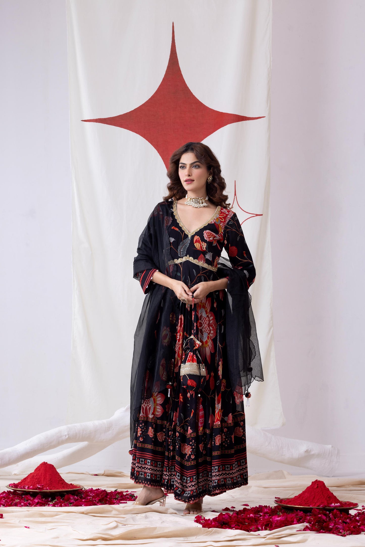 Bahar- Black Anarkali Set