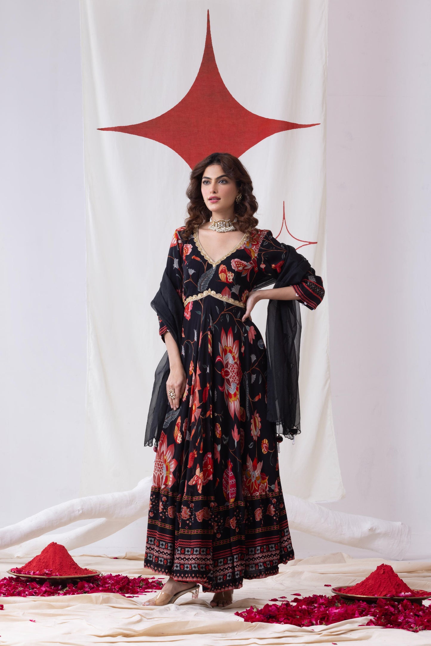 Bahar- Black Anarkali Set