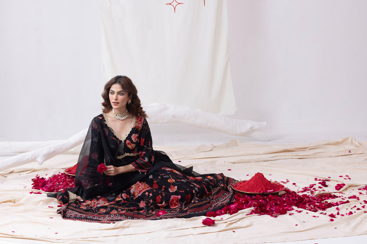 Bahar- Black Anarkali Set