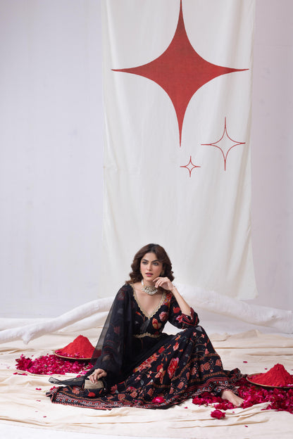 Bahar- Black Anarkali Set
