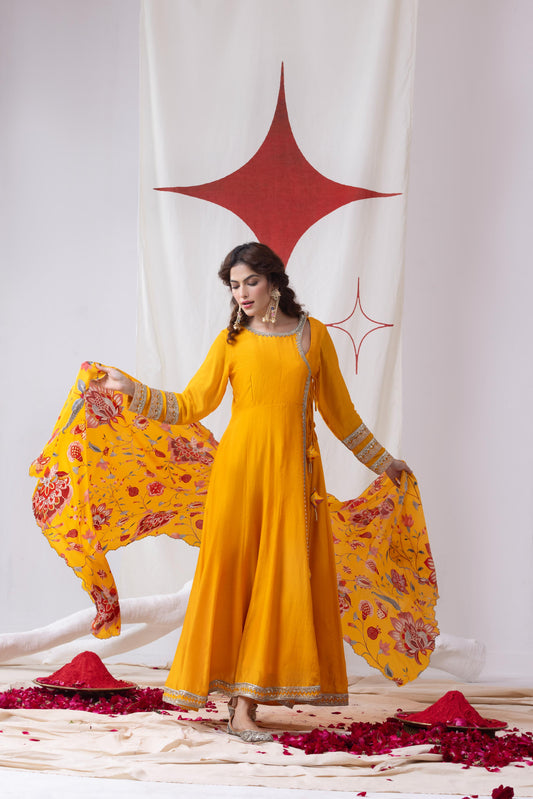 Surmai- Yellow Anarkali Set