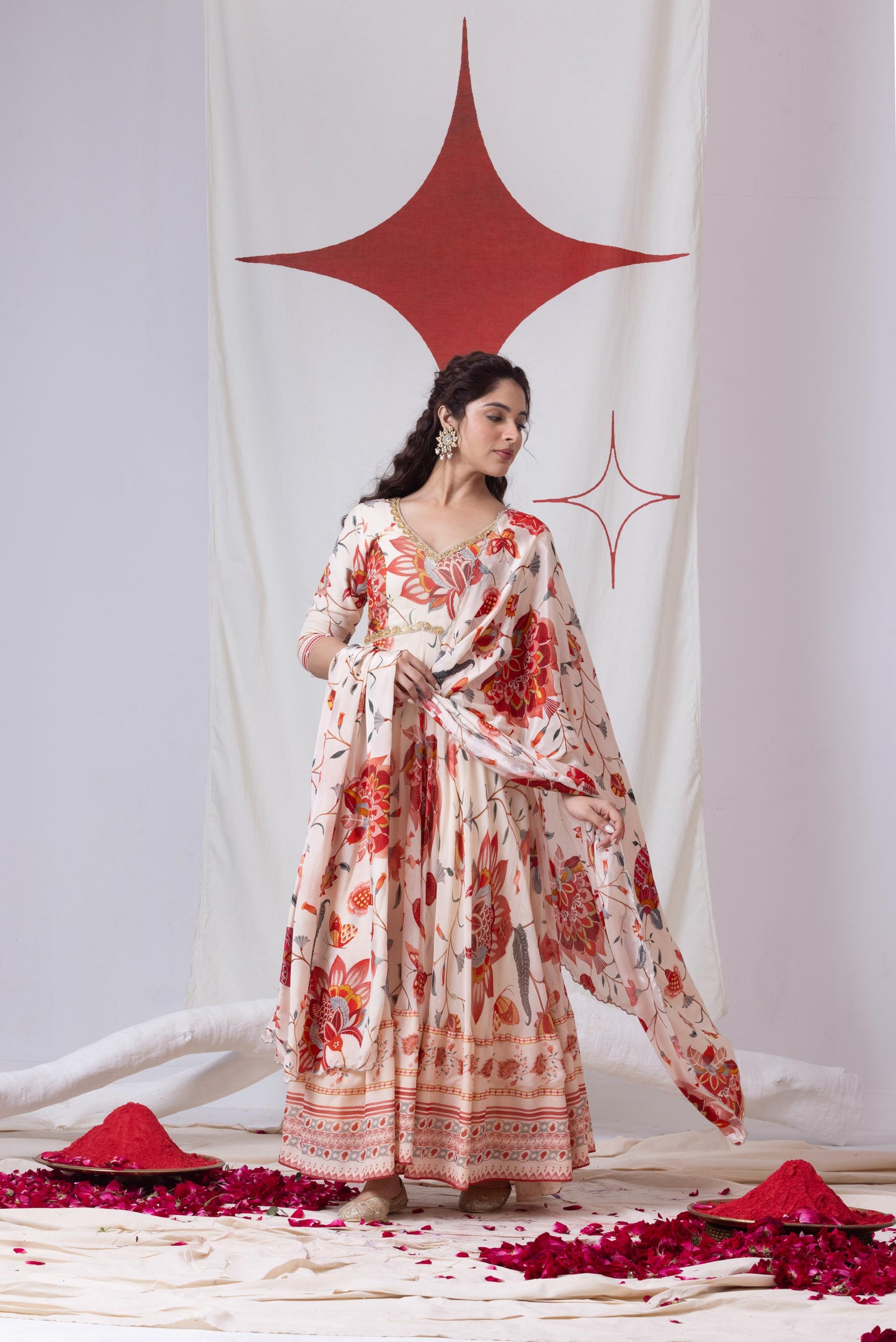 Mogra-Off-White Anarkali Set