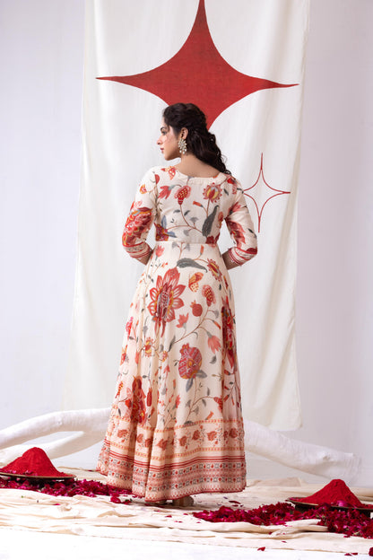 طقم أناركالي موغرا وايت