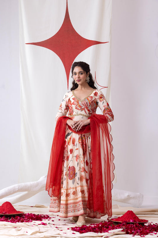Mogra-Off-White Anarkali Set