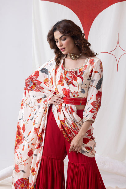 Pankhuri- Sharara Drape Set