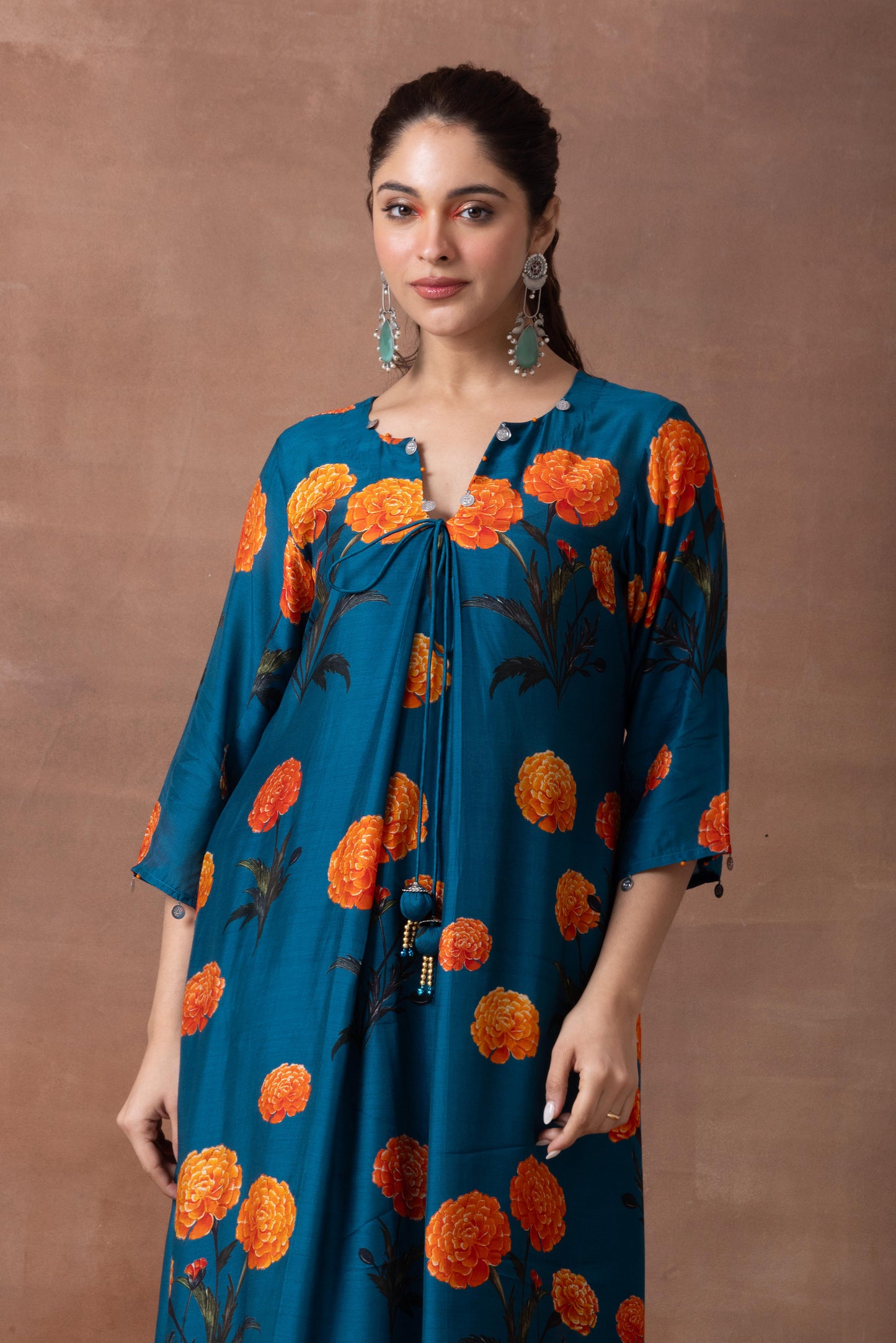 Amber- Teal Printed Suit Set