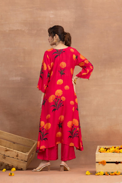 Mehreen-Hot Pink Printed Suit Set