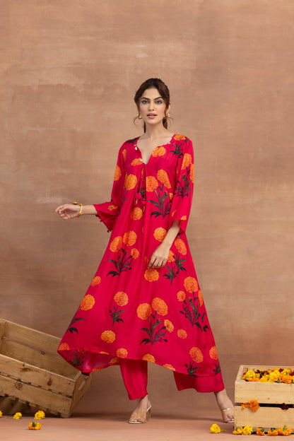 Mehreen-Hot Pink Printed Suit Set