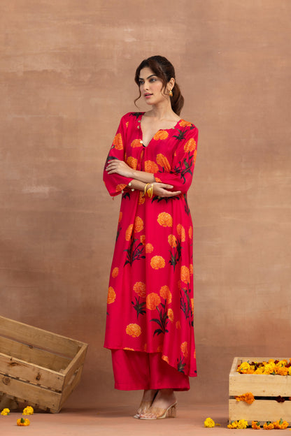 Mehreen-Hot Pink Printed Suit Set