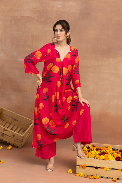 Mehreen-Hot Pink Printed Suit Set