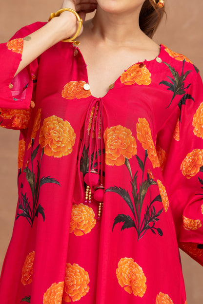 Mehreen-Hot Pink Printed Suit Set
