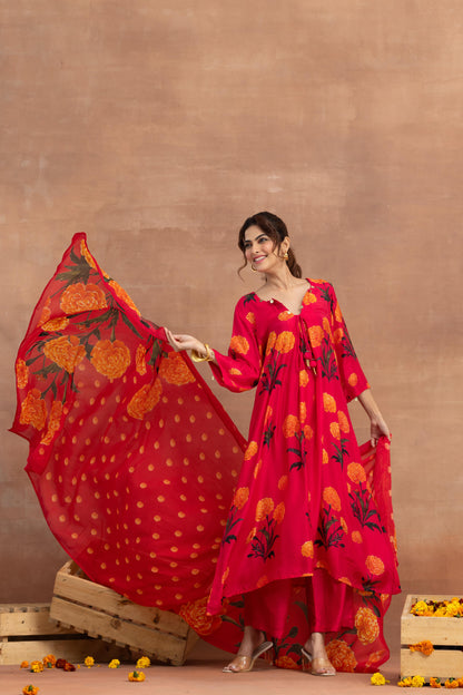 Mehreen-Hot Pink Printed Suit Set