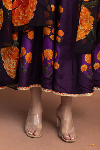 Saanvi-Purple Printed Anarkali Set