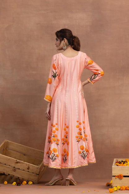 Kaira- Peach Printed Anarkali Set