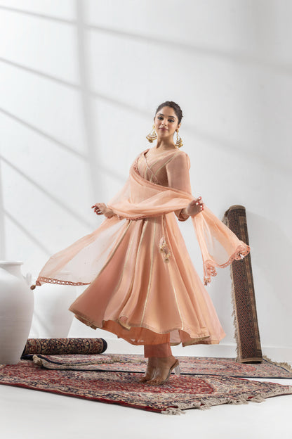 Rachna in Pranavi - Peach Anarkali Set