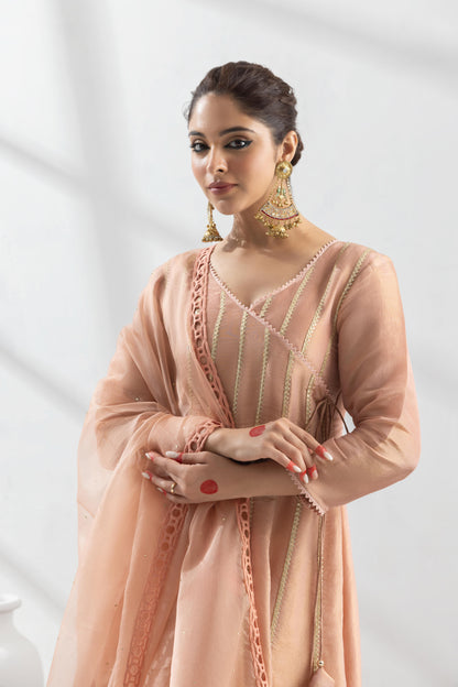 Rachna in Pranavi - Peach Anarkali Set