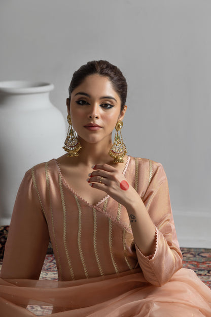 Rachna in Pranavi - Peach Anarkali Set