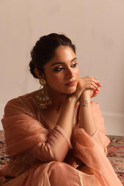 Rachna in Pranavi - Peach Anarkali Set