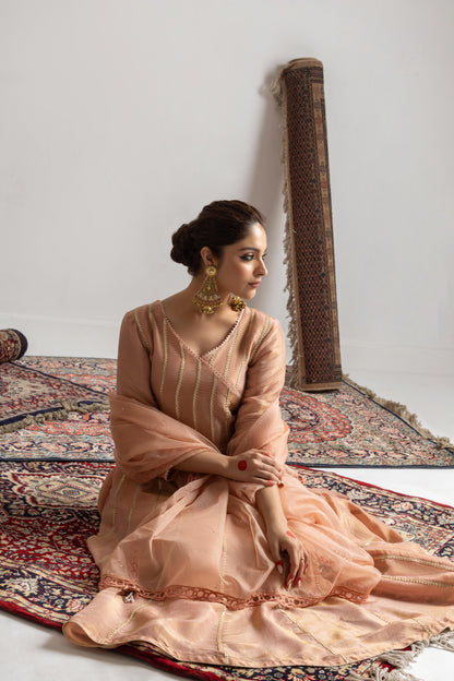 Rachna in Pranavi - Peach Anarkali Set