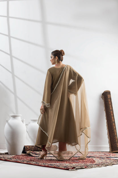 Simran in Prakriti- Peanut Brown Kalidar Suit Set