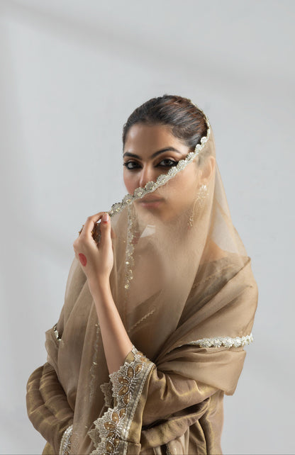 Simran in Prakriti- Peanut Brown Kalidar Suit Set